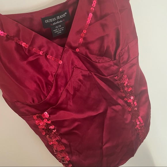 Guess Silk Satin red cami tank with sequin detail XS sleeveless - Picture 2 of 4